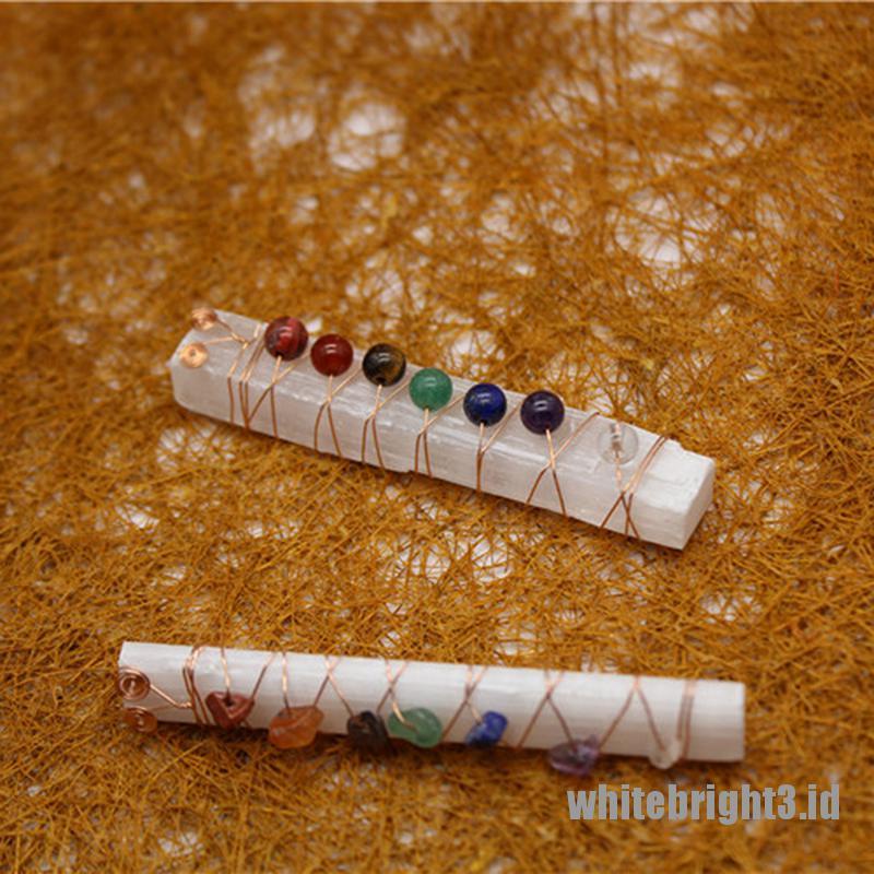 ❤White3 Warna Putih❤ Stik Batu Kristal Kuarsa Selenit Alami Untuk Pembersih Energi Chakra