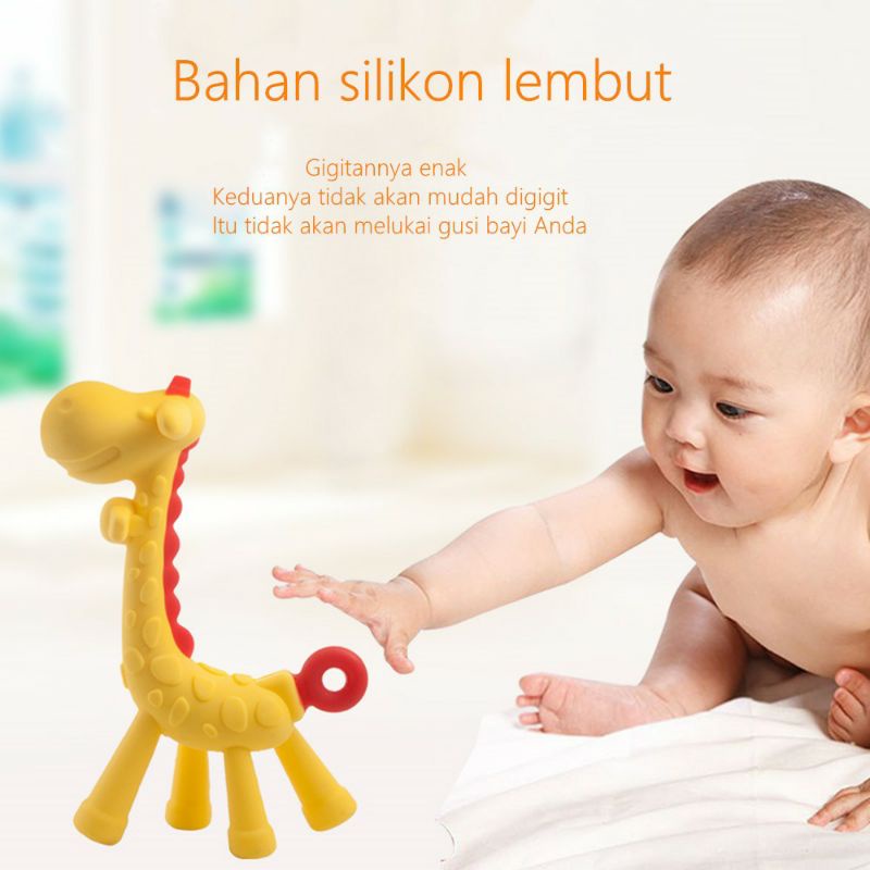 Teether baby jerapah 3D genggam gigitan gusi bayi BPA  mainan bayi anak gigitan bayi silikon titer teeter