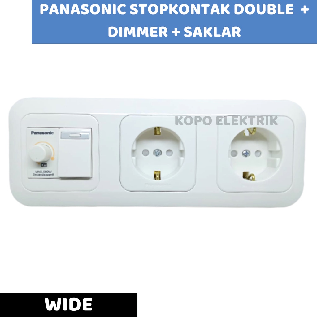 Panasonic Stop Kontak Double + Dimmer + Saklar Tunggal Tanam Wide