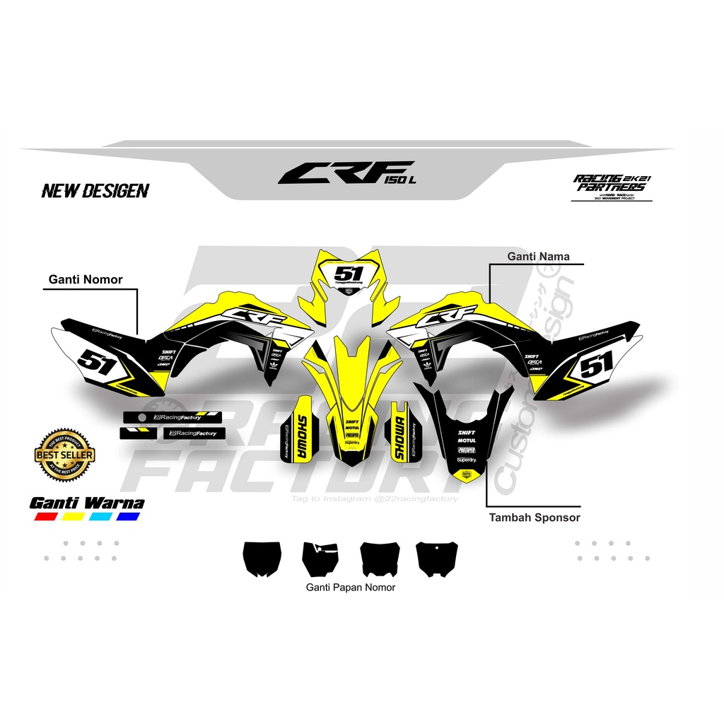 DECAL CRF KUNING HITAM CUSTOM FULL BODY