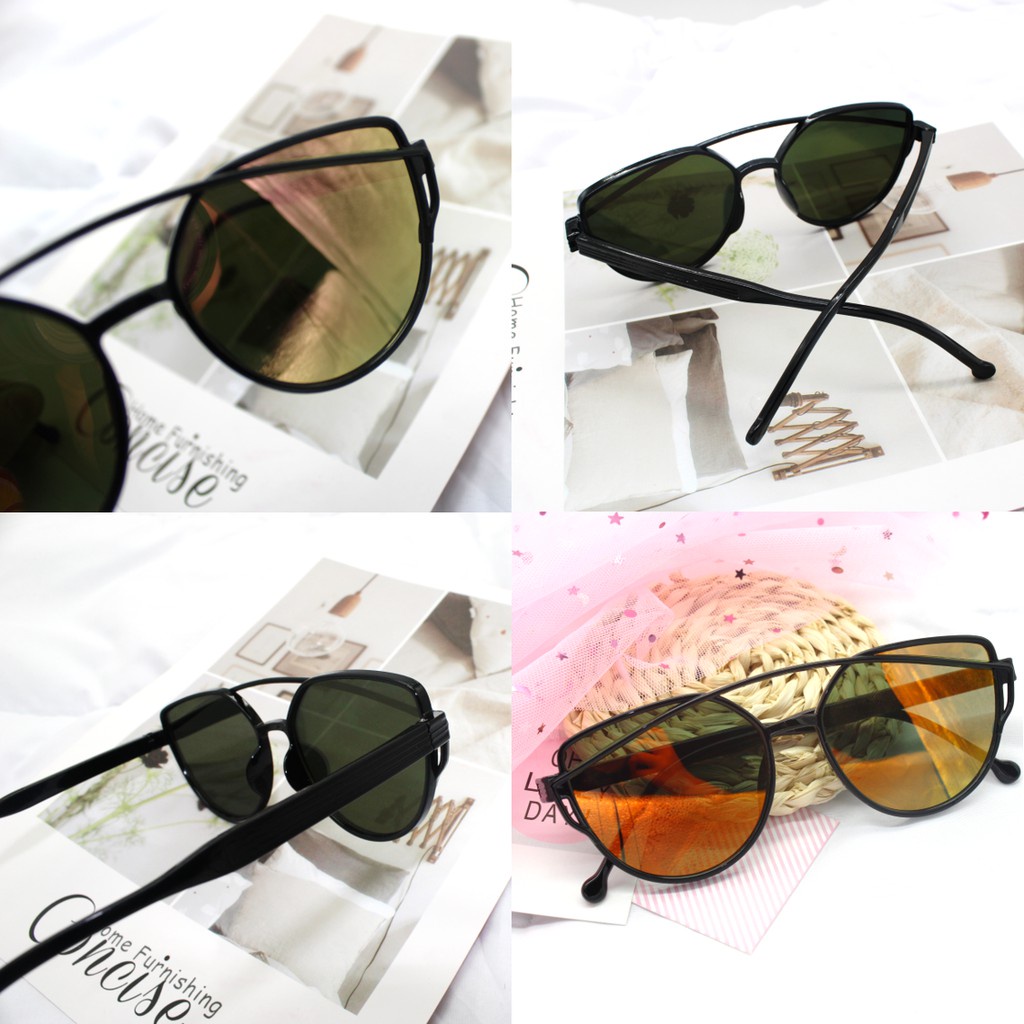 Kacamata Cat Eye Wanita Horn Anti UV Sinar Matahari Cewek Kaca Mata Hitam Fashion Show Sunglasses Fashion Unisex Bisa Antiradiasi Polarised KCH17