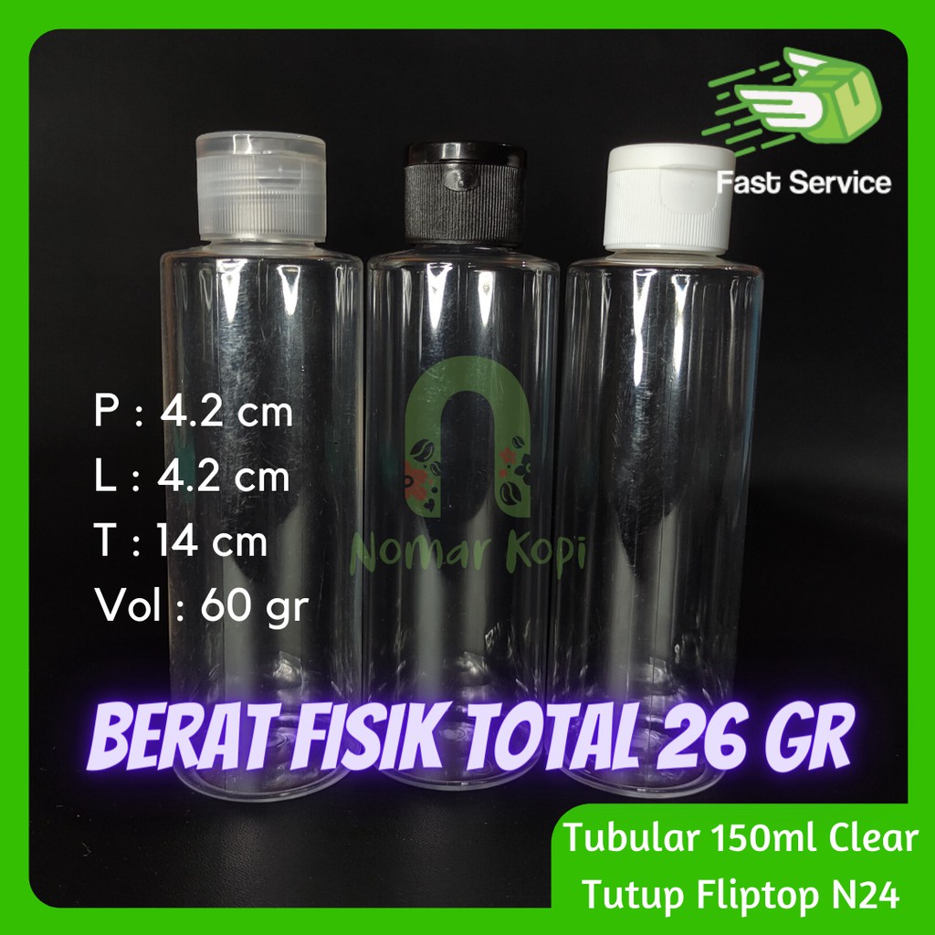 Botol 150ml Tabular Clear Fliptop