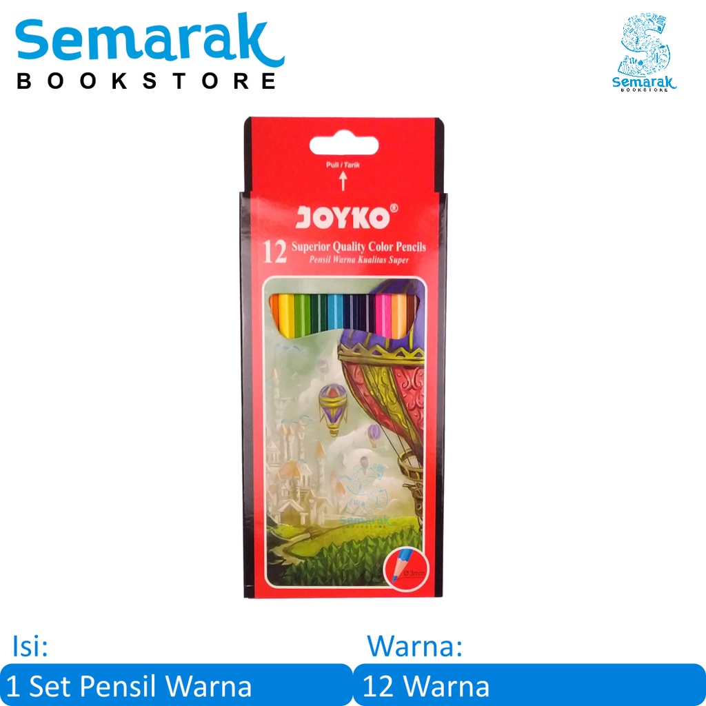 

Joyko CP-100 Color Pencils Hexagonal Grip Pensil Warna [12 Pcs]