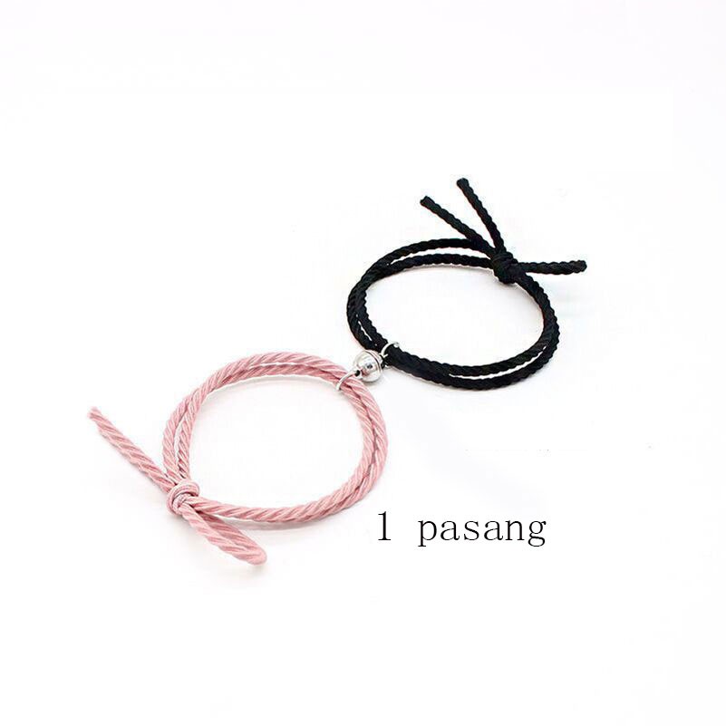 Tai Chi Yin dan yang 2 pcs Gelang Couple Magnet Pasangan Liontin Kreatif Pesona Gelang Perhiasan Hadiah Kekasih/ Couple Magnetic Attract Braided❤Yimi❤-#8