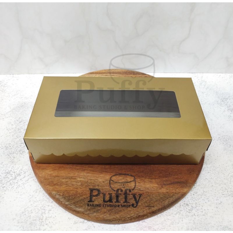 Kotak/Box Kue Fuji Box Emas tutup mika 12x25x7cm  10pcs
