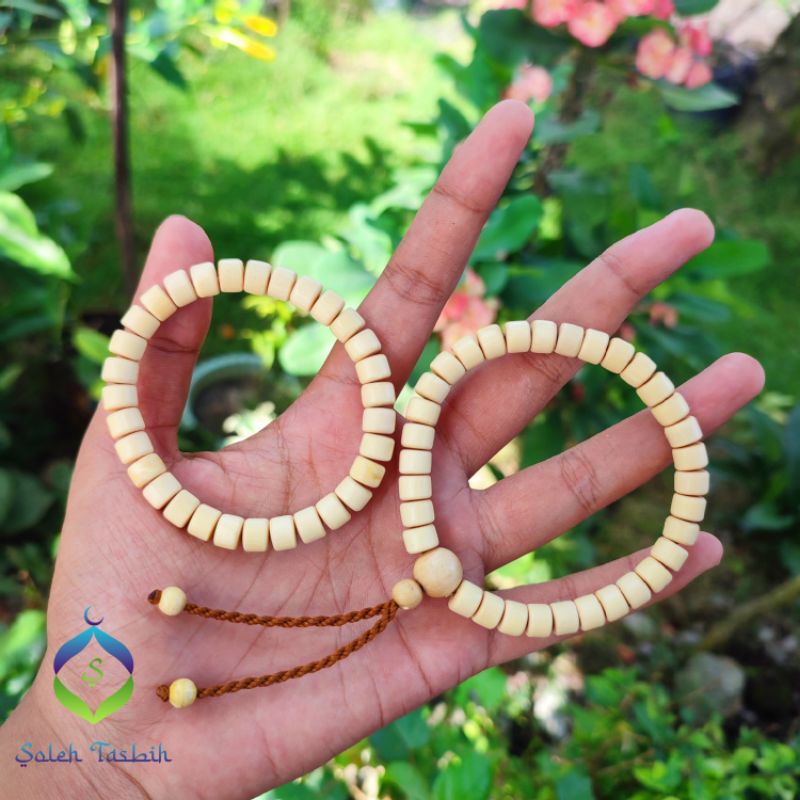 Gelang Kayu Kemuning Gading Motif Tabung Size 6mm x 8mm