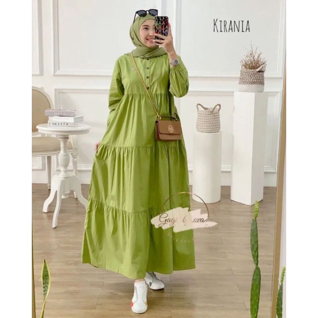 NEW PRODUK DRESS KIRANIA COTTON RAYON/GAMIS MUSLIM WANITA TERBARU L XL/DRESS KATUN RAYON TERLARIS/FAR MOSLEMSTORE