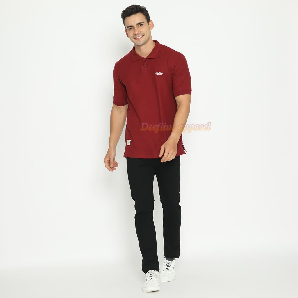 DEEFLINE Kaos kerah pria - polo shirt pria -  kaos katun maroon - kaos kerah wangki terbaru