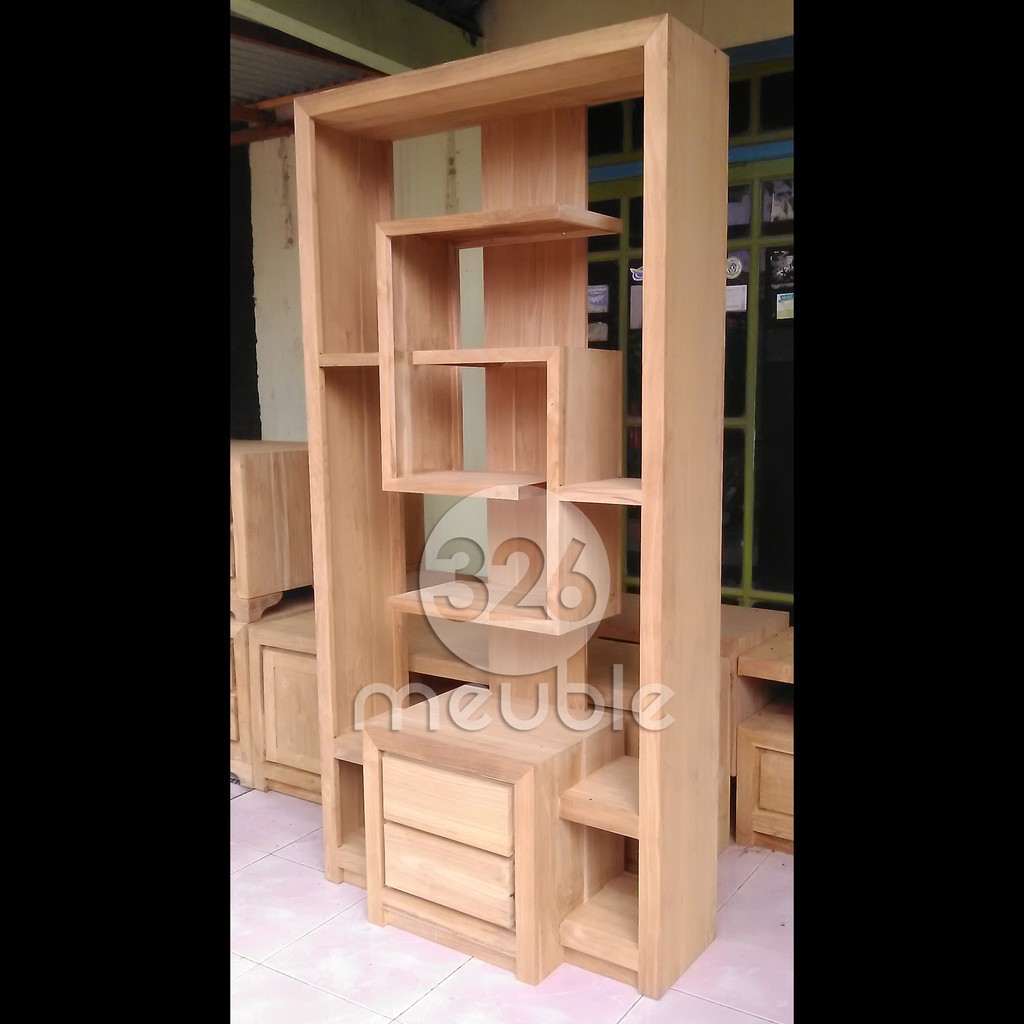 Partisi Ruangan Jati Mebel Jepara, Partisi Minimalis, Rak Buku Jati