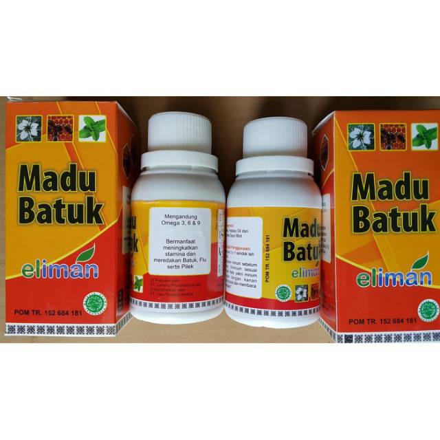 Madu Batuk El Iman / Meredakan Batuk Flu Pilek ( Mengandung Omega 3, 6 &amp; 9 dan Ekstrak Daun Mint )