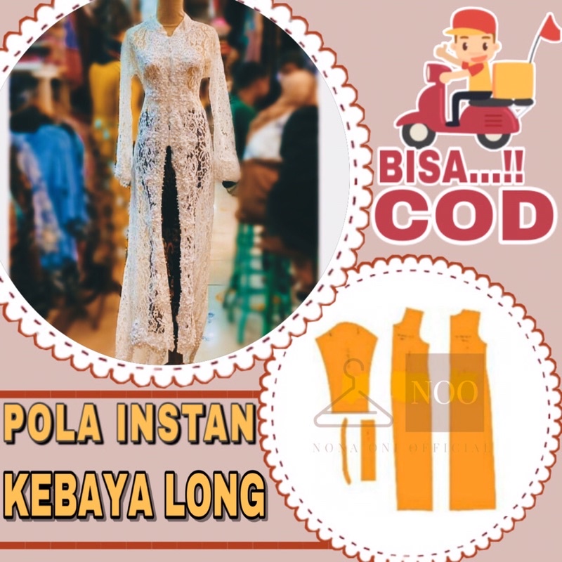 BISA COD ✔️ Pola baju instan kebaya long - Pola jahit kebaya - Pola jiplak kebaya long