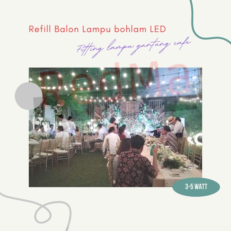 balon lampu bohlam led untuk fitting lampu gantung cafe warna warm white kuning
