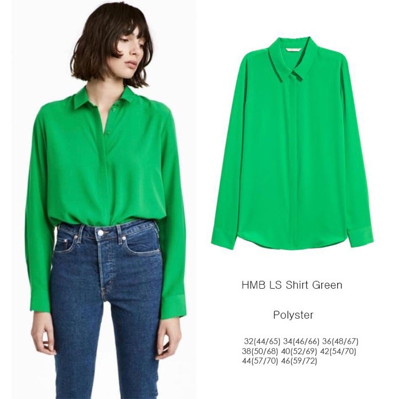 lovemecorner BEST SELLER H&M HMB015 shirt kemeja wanita vneck black polos polyester stock terbatas