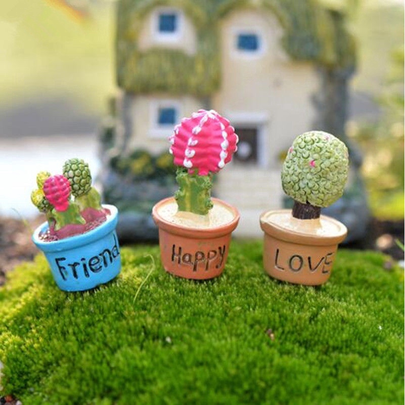 Dollhouse miniatur Kecil Tanaman Pot Bunga Kaktus Resin Lucu Peri Dekorasi