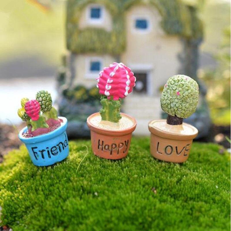 Dollhouse miniatur Kecil Tanaman Pot Bunga Kaktus Resin Lucu Peri