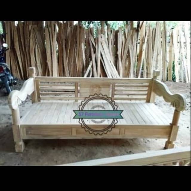 Bale bale daybed panjang jati Mentahan/bale bale Antik/ kursi teras Sederhana Jepara