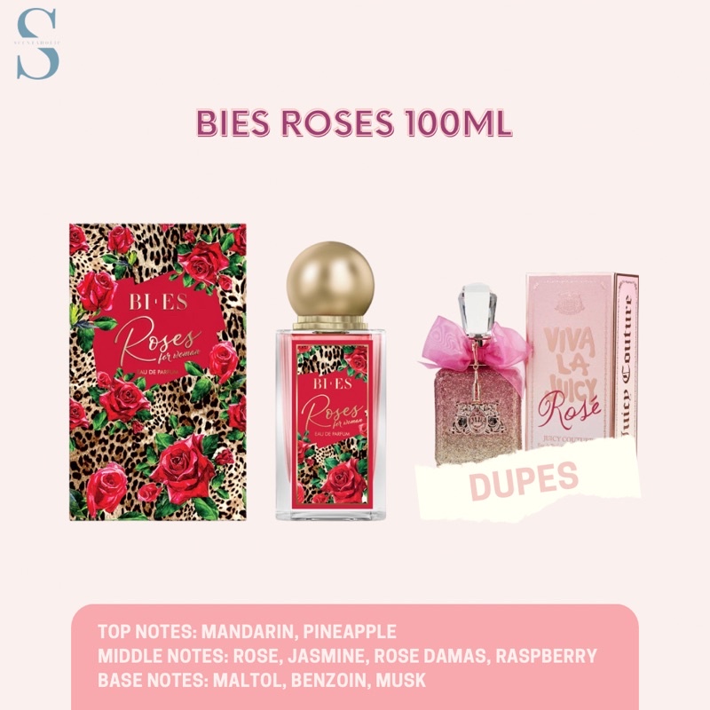 BIES Roses 100ml EDP Parfum Wanita | dupe viva la juicy rose