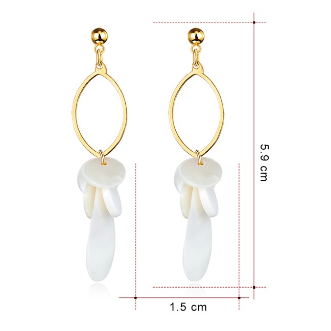 LRC Anting Tusuk Fashion Real Gold Alloy Shell Ring Earrings F79768