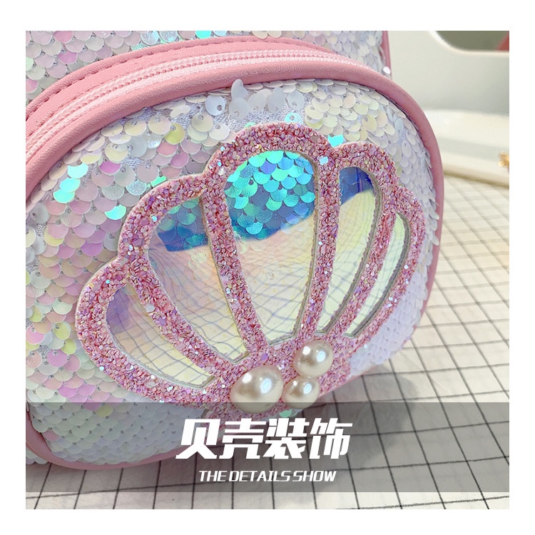 Tas Ransel Kerang sequin mermaid TR04 backpack shell anak perempuan paud fashion