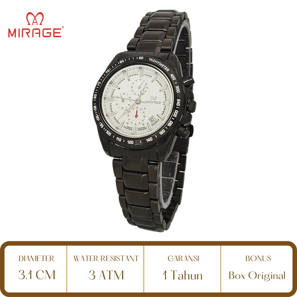 Mirage Watch Official Jam Tangan Wanita Mirage Hitam 8305 BRP L