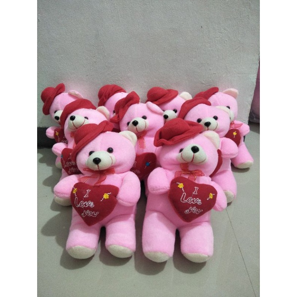 Boneka Teddy Bear Love Topi Size S