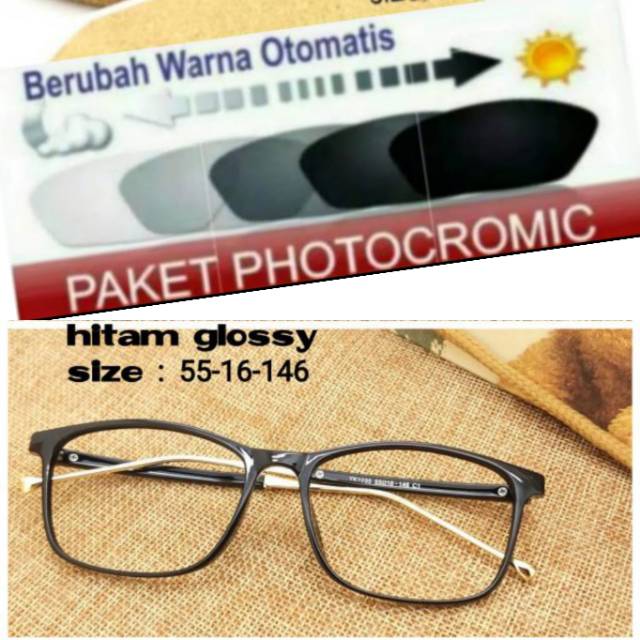 ( BAYAR COD ) PAKET HEMAT : Frame Kacamata Trendy Free Lensa Photocromic Anti Minus Dan Anti Radiasi