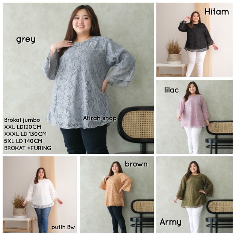 baju atasan jumbo wanita brokat Ld 120cm 130cm 140cm