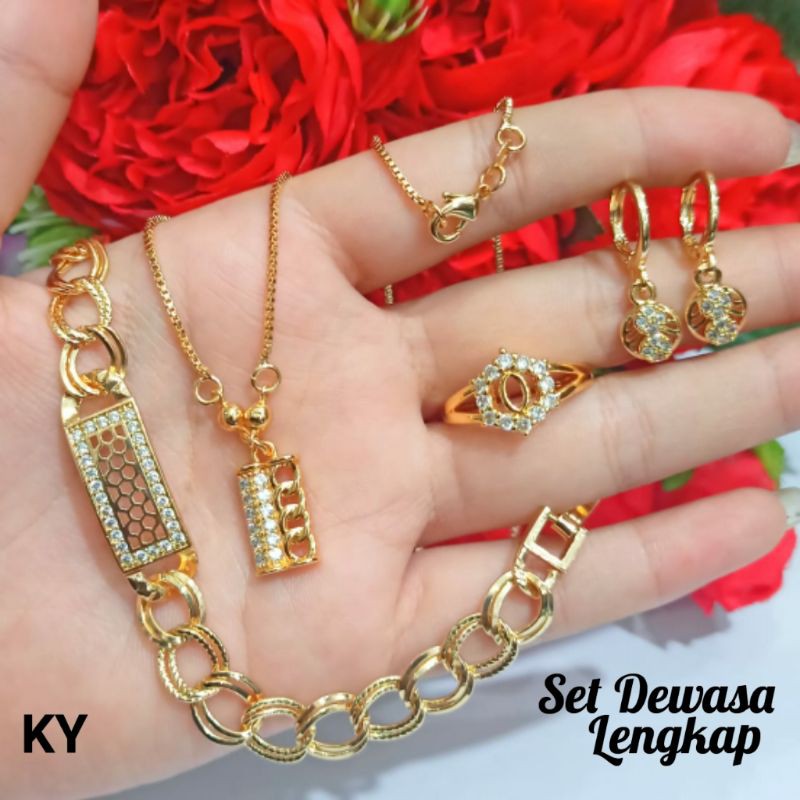 Set wanita dewasa Motif pilihan warna gold dan silver lapis emas