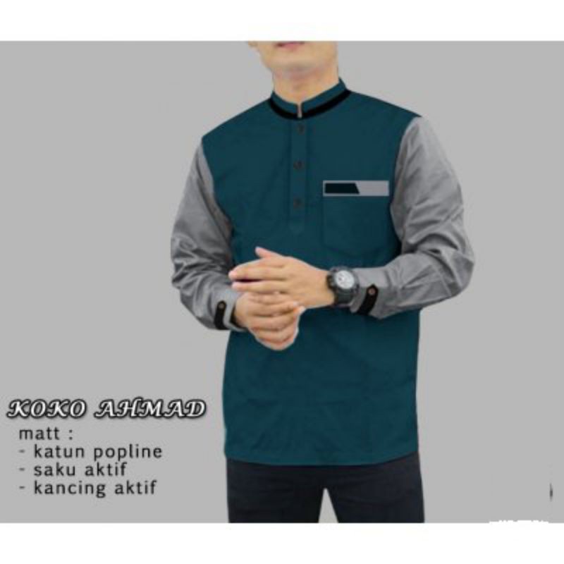 BAJU KOKO LENGAN PENDEK KEMEJA JUMBO LENGAN PANJANG X5Y4 PRIA TERBARU DEWASA CF Ahmad muslim agam te