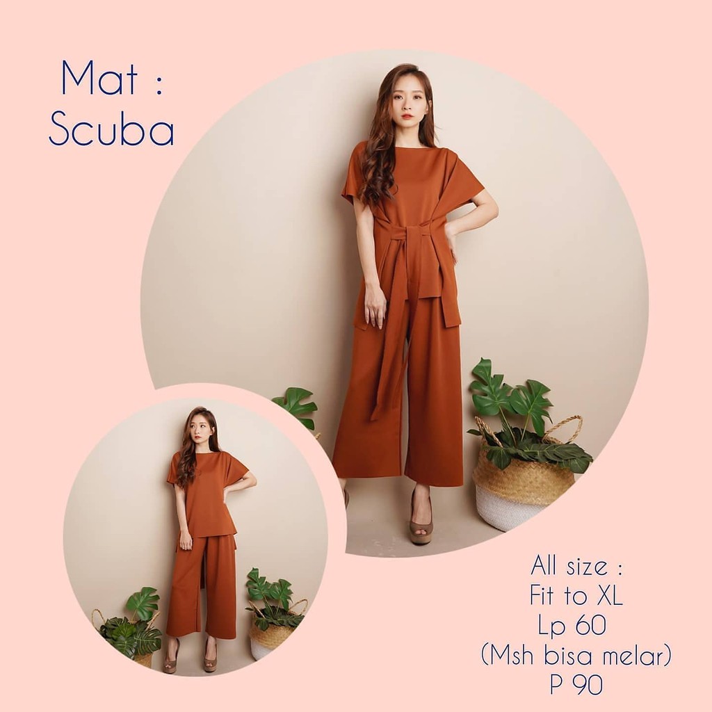 one set motif polos - setelan murah - bahan scuba