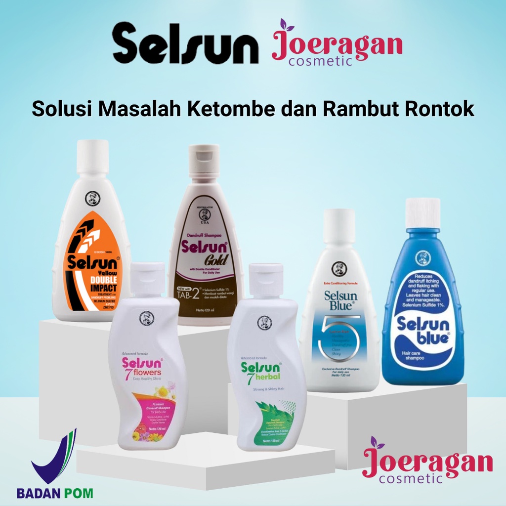 SELSUN Shampoo Conditioner Series Sampo Anti Ketombe dan Rontok Selsu Blue 5 Yellow Double Impact Gold