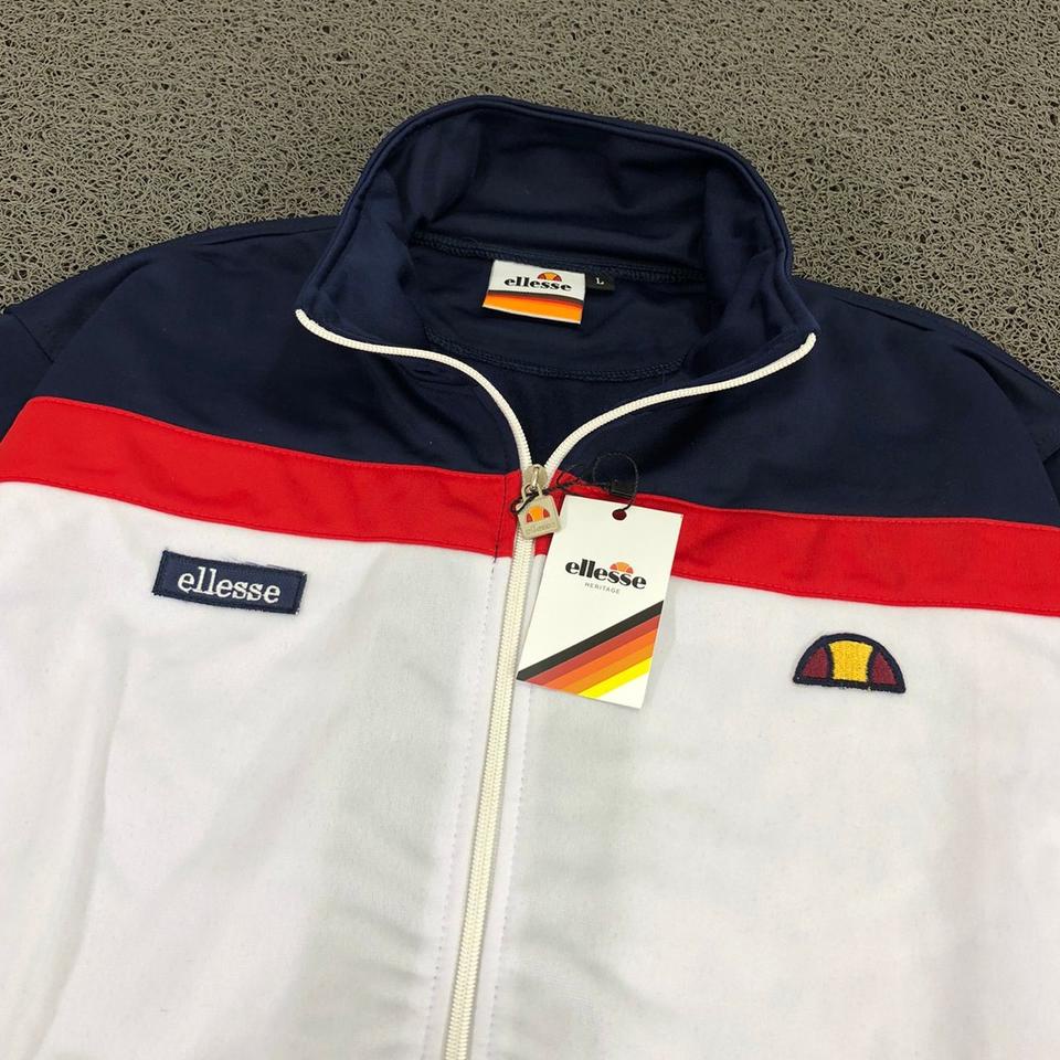 LANGSUNG ATC.. JAKET TRACKTOP ELLESSE NAVY WHITE AUTHENTIC CASUALS PREMIUM ZIPPER
