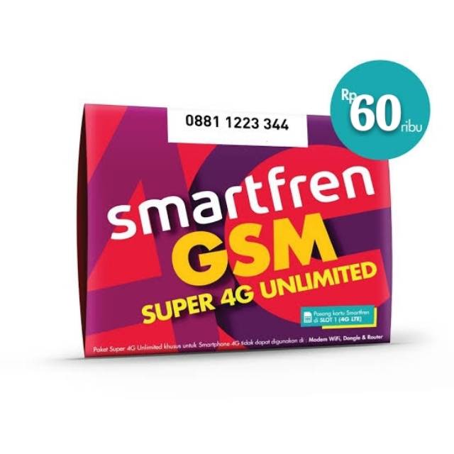 Smartfren 4G UNLIMITED, 5 GB - 60 GB