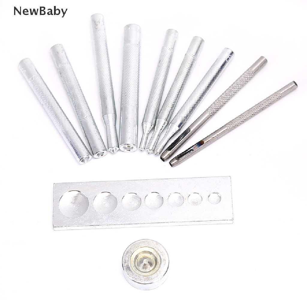 11pcs / Set Alat Pembolong Kancing Snap / Rivet Untuk Kerajinan Kulit DIY