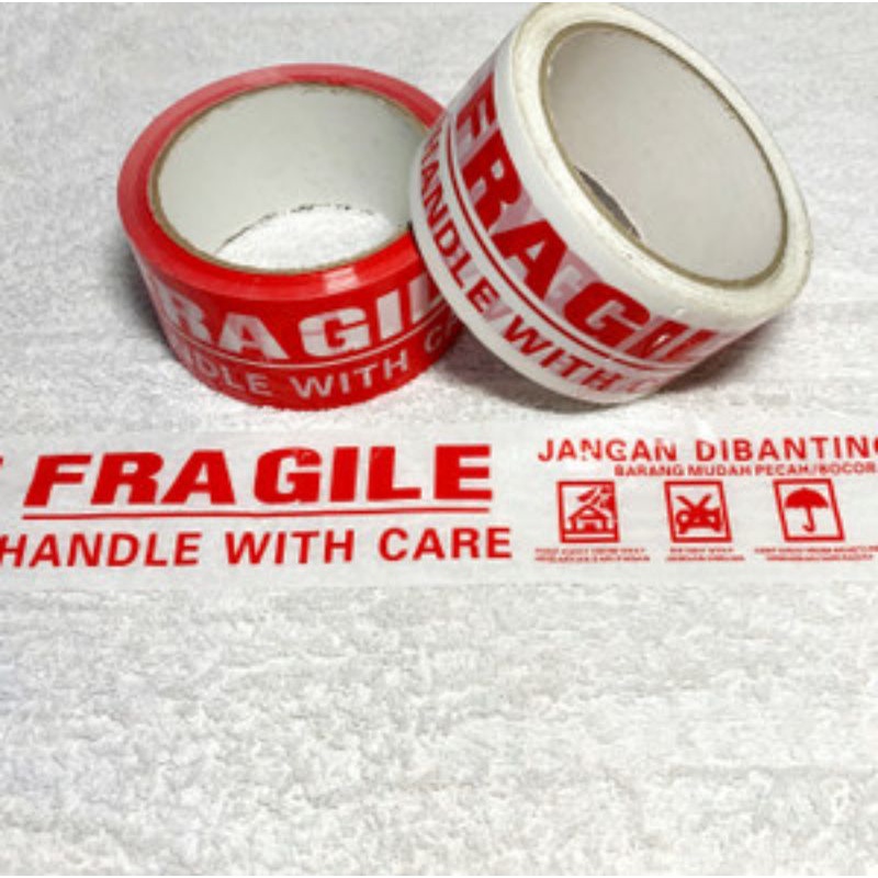 LAKBAN FRAGILE MERAH JANGAN DIBANTING LAKBAN PACKING PAKET PENGIRIMAN AMAN |3026