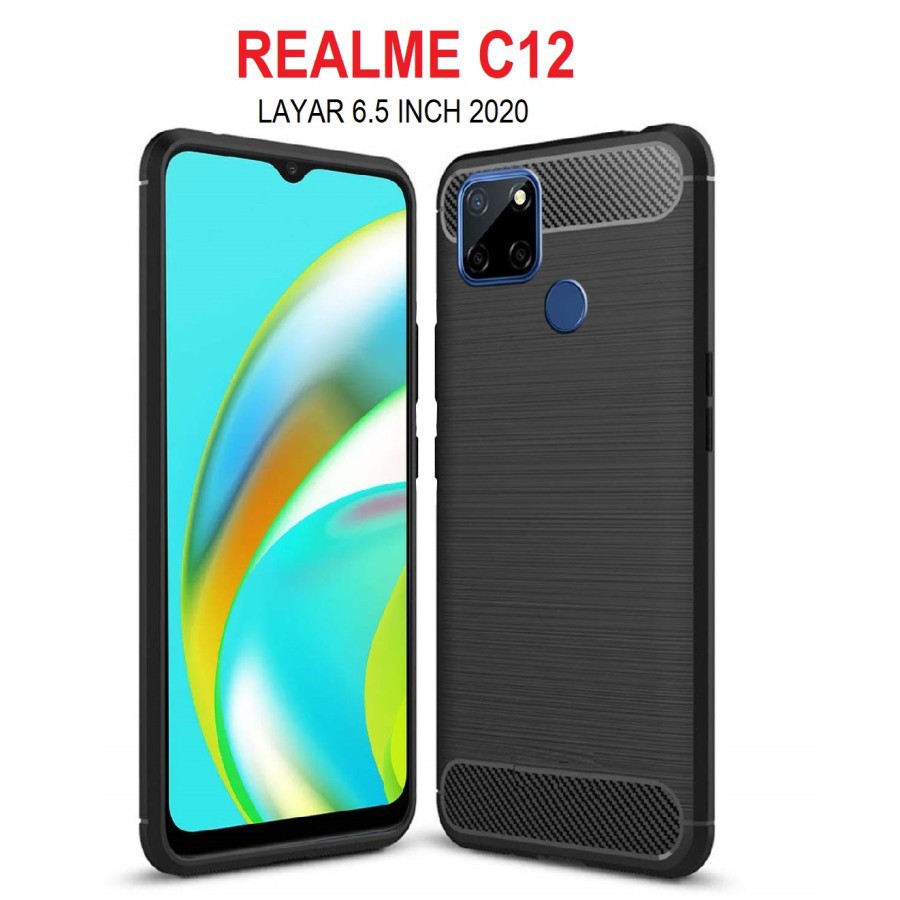 REALME 9i 7 7i C17 C15 C12 C11 C3 C2 C1 CASE SOFTCASE BRUSHED BLACK IPAKY CARBON SILIKON HITAM KARBON CASING COVER SOFT