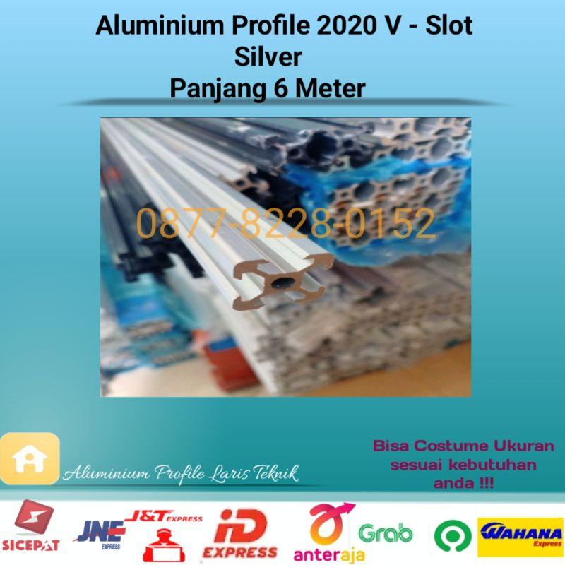 Aluminium Profile 2020 V slot Silver 6 Meter murah meriah
