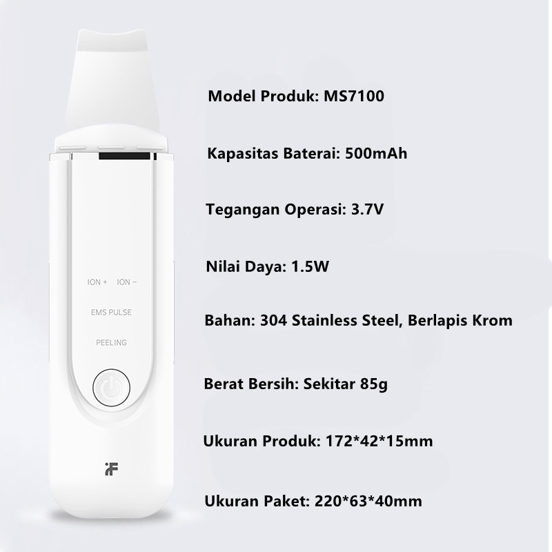 inFace alat pembersih komedo wajah Ultrasonic Ionic elektrik  Pori-Pori Kerut USB Rechargeable Skin Scrubber Wajah Mesin Pengupas Ultrasonik Ion Positif Dan Negatif Peralatan Penghilang Di Hidung Detok Pori Jerawat Pijat Kecantikan Perawatan Kulit Wanita