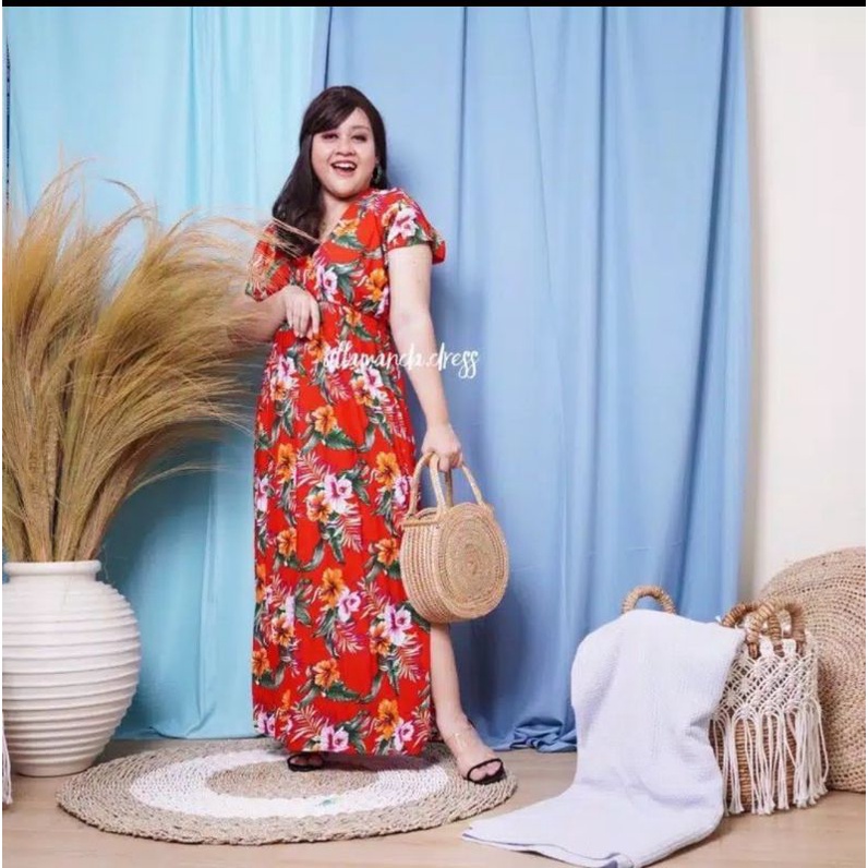 PREMIUM LONG DRESS KUPU FLORAL BALI KEKINIAN/ LONG DRESS FLORAL / MAXI DRES