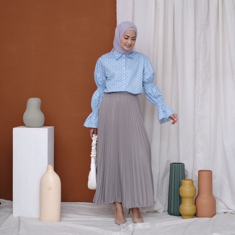 ROK PLISKET 256.B MURAH PREMIUM HYGET POLOS FLARE SKIRT REMPEL MUSLIM MAYUNG PANJANG MODELLANO FREXA-Abumuda