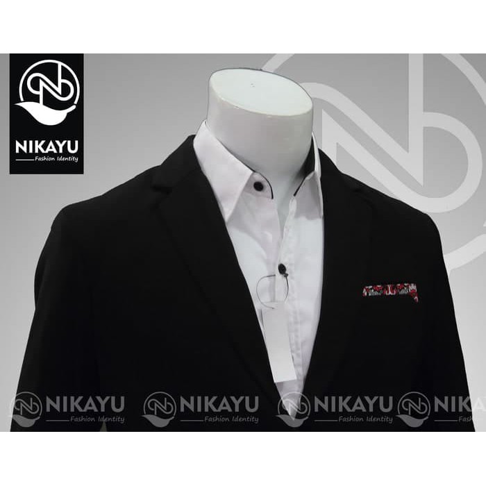 BLAZER PRIA HITAM MOTIF BATIK ETNIC - JAS PRIA SLIMFIT KOMBINASI BATIK HITAM NEW STYLE