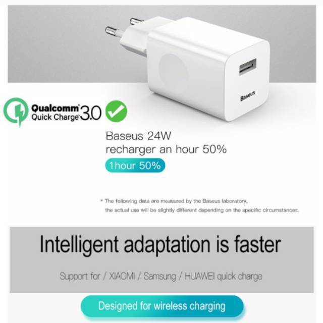 BASEUS KEPALA CHARGER 24W QUICK CHARGE QC 3.0 CHARGING ADAPTOR QUALCOM