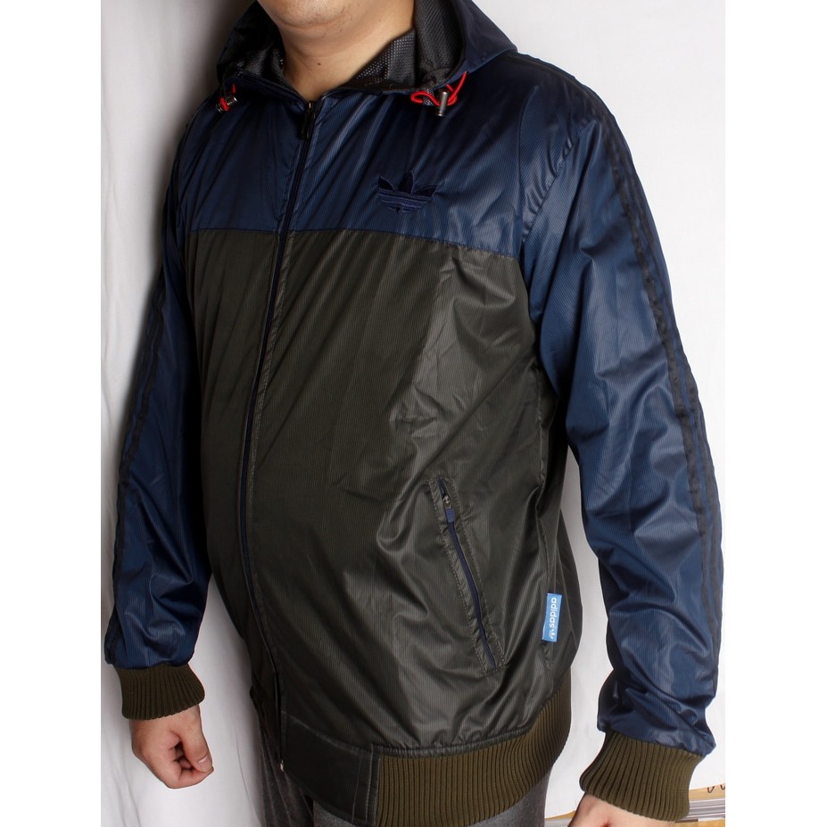 Jaket Waterproof Adidas Firebirds Hoodie Tracktop Biru / Blue , Black