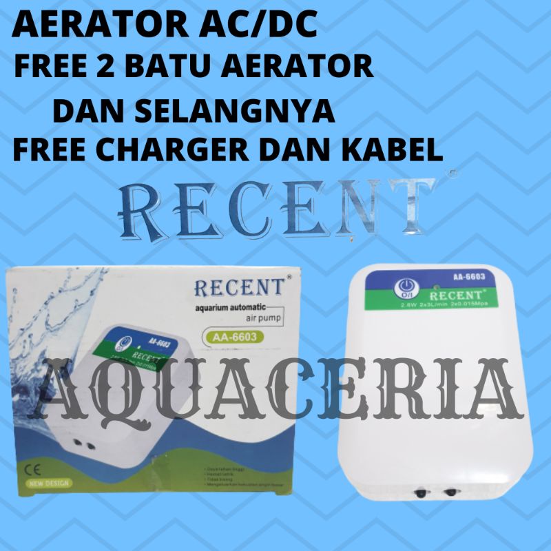 AERATOR AC/DC RECENT 6603 AIR PUMP 2 OUTPUT AQUARIUM AQUASCAPE