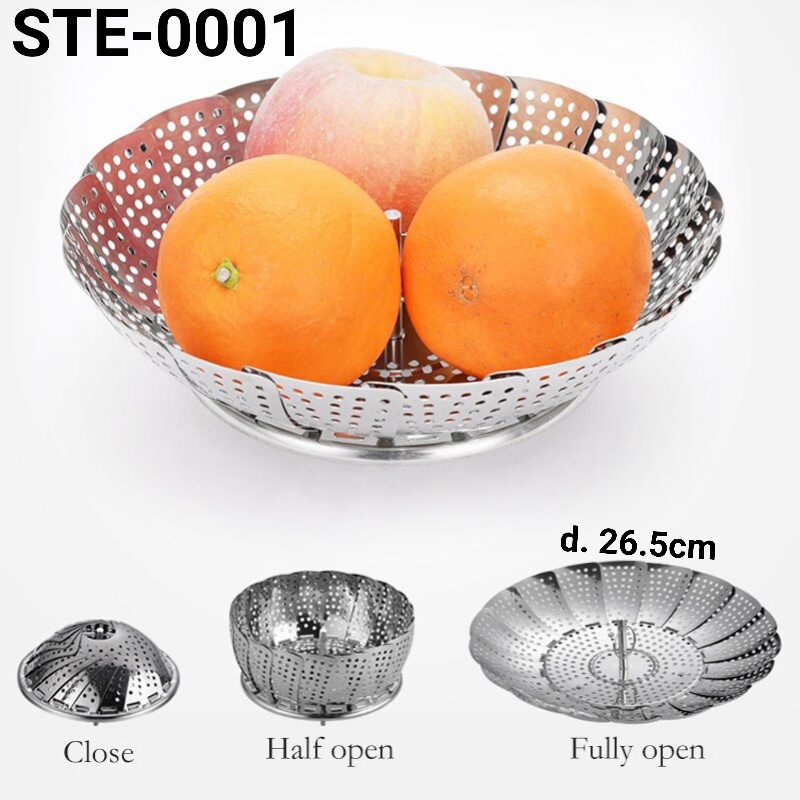 STE-0001 Steamer lipat piring kukus alat kukus lipat stainless steel