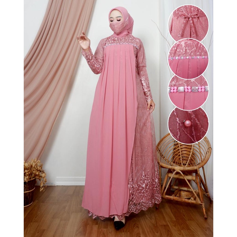AK - GAMIS TASYA GAMIS PESTA GAMIS PAYET GAMIS MODERN GAMIS MEWAH DRESS PESTA DRESS MEWAH DRESS PERNIKAHAN DRES LEBARAN GAMIS WISUDA BAJU SERAGAM OUT FIT WANITA FASHION MUSLIM-DUSTY