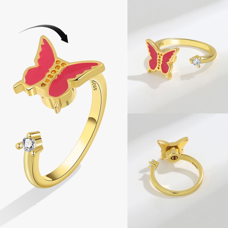 Siy Cincin Jari Telunjuk Wanita Desain Bunga Rotasi Adjustable Untuk Hadiah