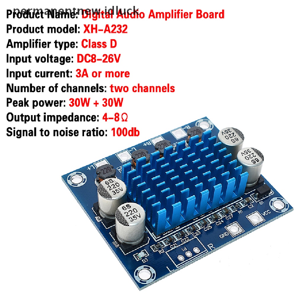 Papan Power Amplifier Audio Digital Stereo TPA3110 XH-A232 30W + 30W 2.0 Channel