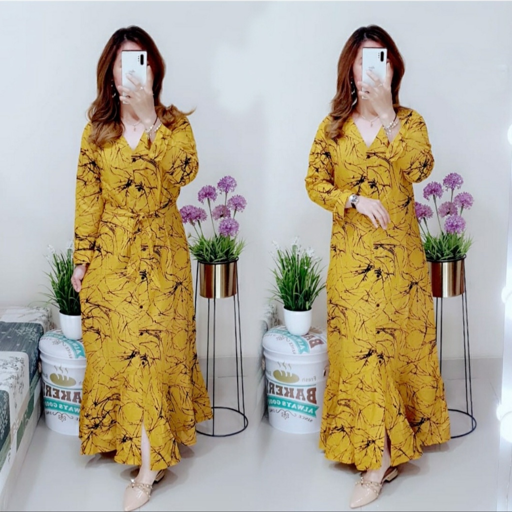 *[MCFK] Maxi / Maxi Motif lengan Panjang / Baju Maxi Panjang / Pakaian Maxi Wanita Corak