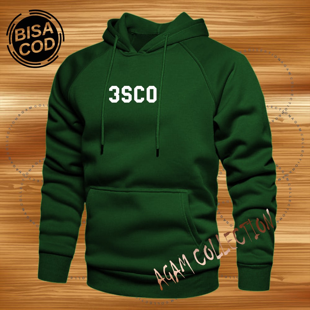 Agam collection Sweater Hoodie Distro 3SCO Premium Text Putih Pria Wanita